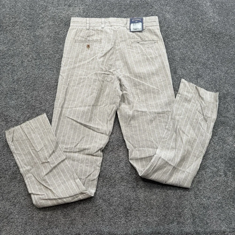 Mens 33 Bills Khakis M2P-DSBL Pants Pleated Derby Stripes Linen Cotton Striped